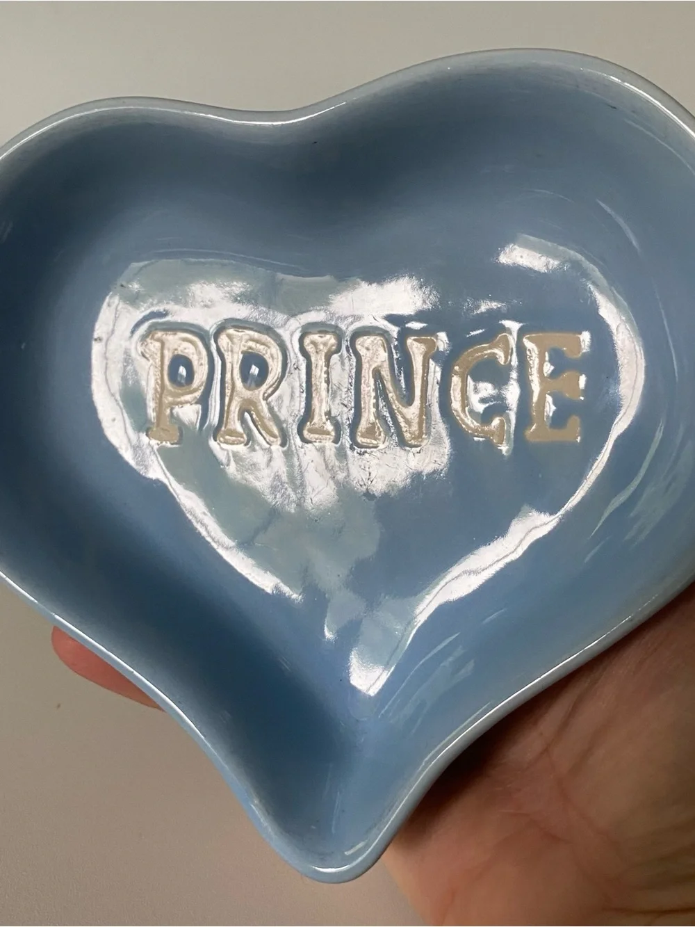 Prince Pet Dish Blue 6” Cat Small Dog Ceramic Food Bowl Ceramic Embossed EUC